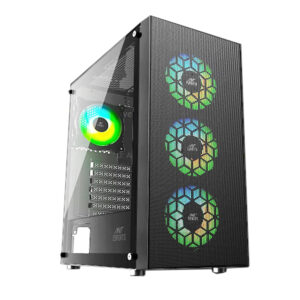 Ant Esports ICE-110 Mid Tower Gaming Cabinet- Black with Four A-RGB Fans