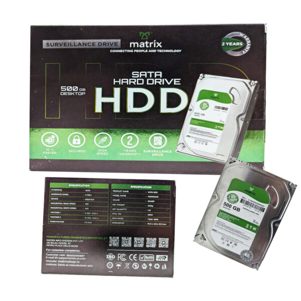Matrix 500GB SATA Hard Drive for Desktop (HDD) 3.5 Inch SATA 6 GB/s 7200 RPM High Speed Data Transferability Boost The Performance 64 MB Cache, 1 Year Warranty - Image 4