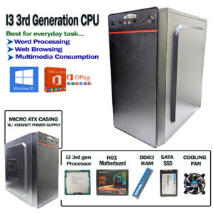 Desktop Computer CPU I3 3rd Generation with 8gb DDR3 RAM 128GB SSD