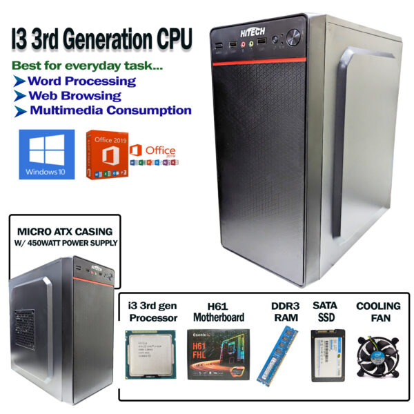 Desktop Computer CPU I3 3rd Generation with 8gb DDR3 RAM 128GB SSD