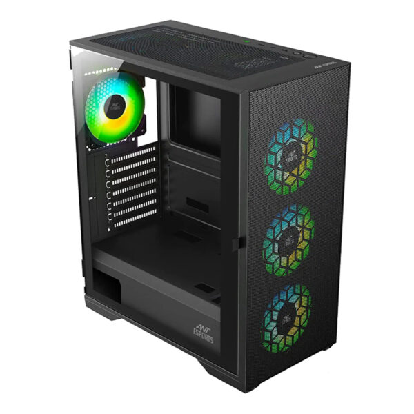 Ant Esports ICE-110 Mid Tower Gaming Cabinet- Black with Four A-RGB Fans - Image 4