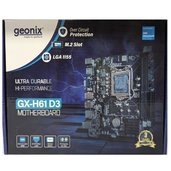 Geonix GX-H61 DDR3 Motherboard | 2.0 USB | Support M.2 and NVMe SSD | LGA 1155 Support Intel 2nd and 3rd Gen CPU | DDR3 RAM - Image 2