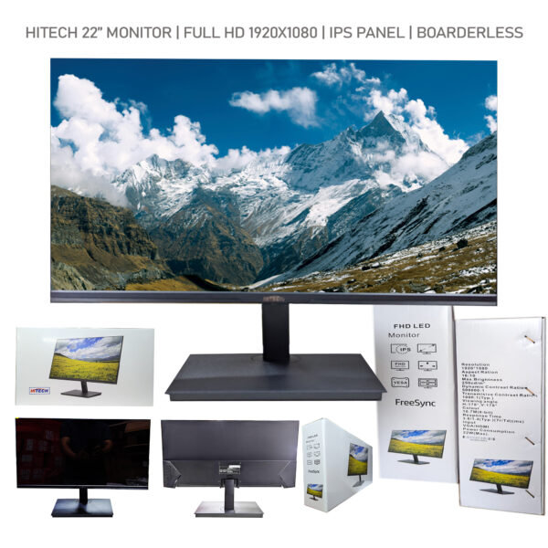 HITECH 22 INCH FULL HD (1920X1080) IPS BOARDERLESS MONITOR 75Hz REFRESH RATE