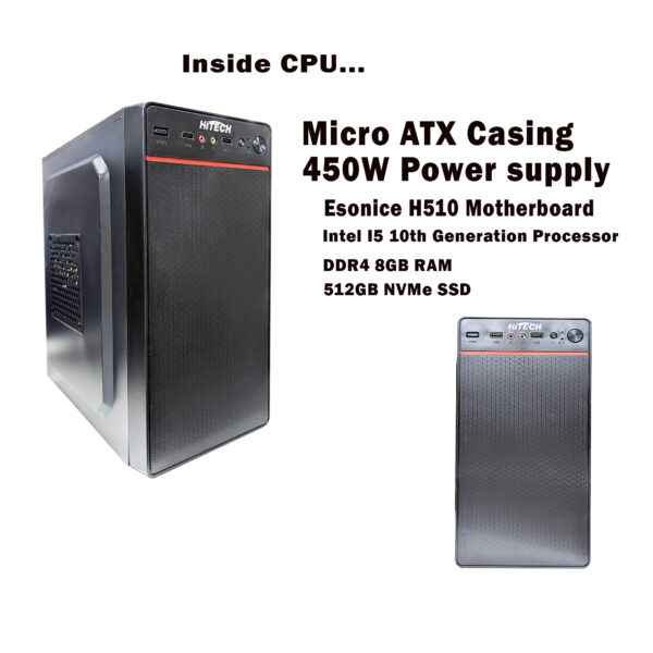 Desktop Computer Set I5 10th Generation with 8GB DDR4 RAM 512GB NVMe SSD, 22'' Full HD Monitor, Keyboard and Mouse - Image 2