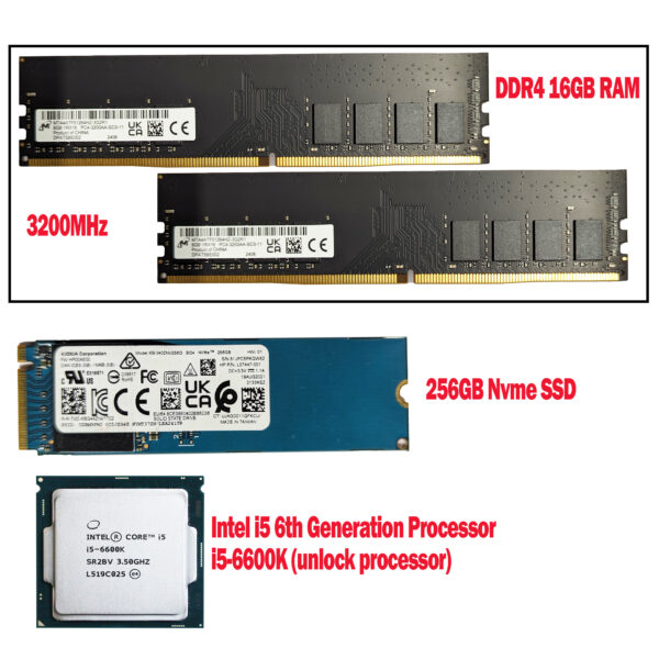 Custom Editing and Gaming PC with I5 6th Generation 16GB DDR4 RAM, 256GB Nvme SSD 22'' LED FHD Monitor RGB Keyboard, Mouse - Image 5