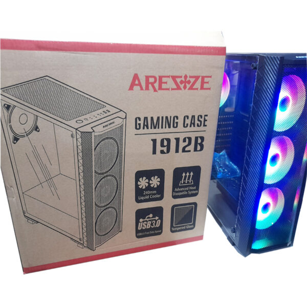 ARESZE Gaming PC Case 1912B ATX | 4 RGB Fans | Support 265mm GPU Length | with Goldkist 650W 80+ Bronze Power Supply - Image 3