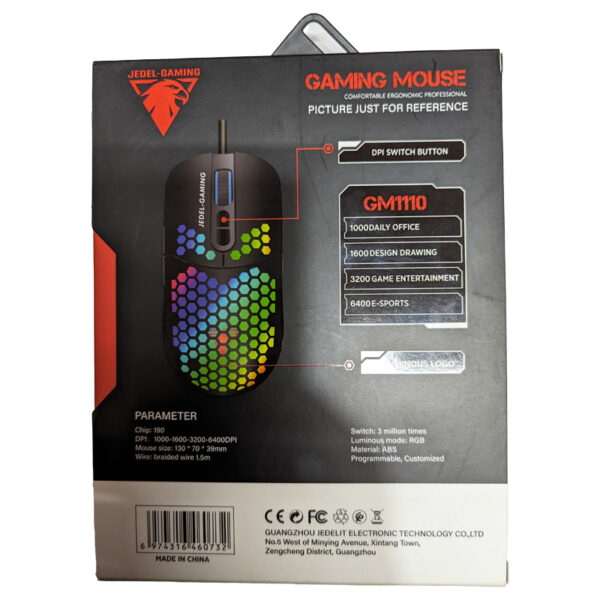 Jedel Gm1100 Gaming Luminous Logo Mouse Usb - Black - Image 3