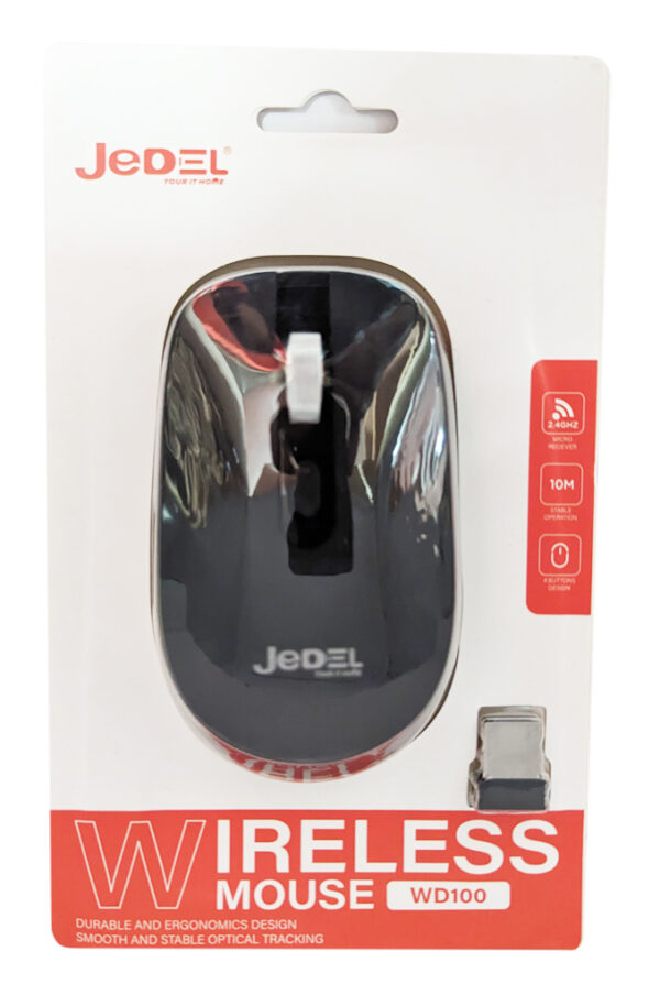 Jedel W920 Wireless Optical Mouse, 1000 DPI, Nano USB, 3 Buttons, Deep Grey & Black - Image 2