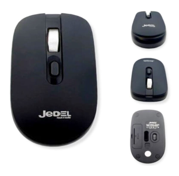 Jedel W920 Wireless Optical Mouse, 1000 DPI, Nano USB, 3 Buttons, Deep Grey & Black - Image 4