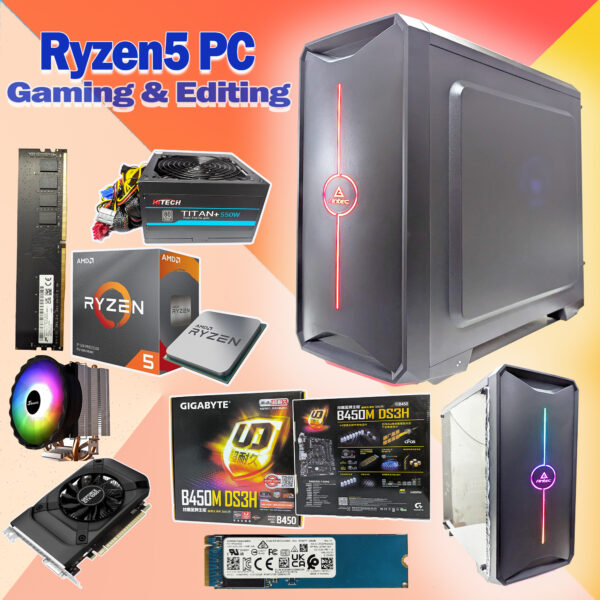 Ryzen5 PC for Gaming and Editing Mid-level Range High Performance