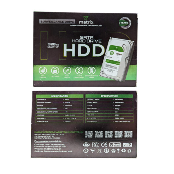 Matrix 500GB SATA Hard Drive for Desktop (HDD) 3.5 Inch SATA 6 GB/s 7200 RPM High Speed Data Transferability Boost The Performance 64 MB Cache, 1 Year Warranty - Image 3