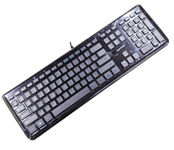 Amazon Basics Low-Profile Wired USB Keyboard with US Layout (QWERTY), Matte Black