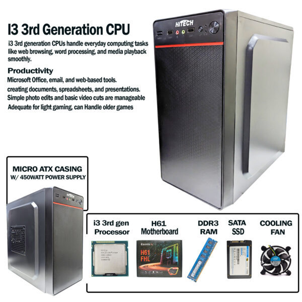 Desktop Computer CPU I3 3rd Generation with 8gb DDR3 RAM 128GB SSD - Image 2