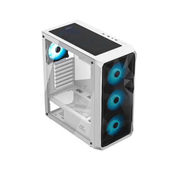 Ant Esports ICE-112 Gaming Cabinet White & Black in Color with four pre-installed rainbow LED fans - Image 6
