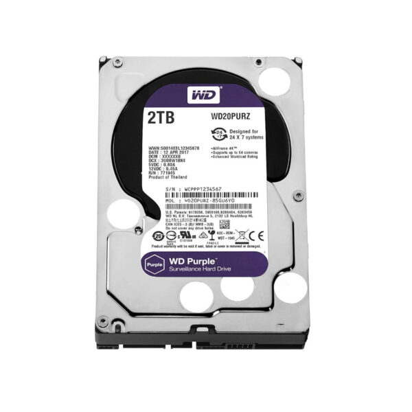 WD Purple 2TB Surveillance Hard Disk Drive - 5400 RPM Class SATA 6 Gb/s 64MB Cache 3.5 Inch - Image 3