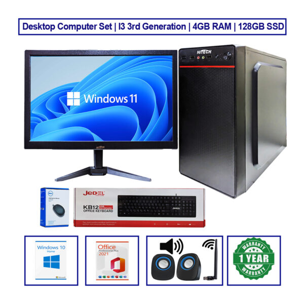 Assembled Desktop Computer Set – Intel Core i3 3rd Generation | 4GB RAM | 128GB SSD | Full Setup - Image 2