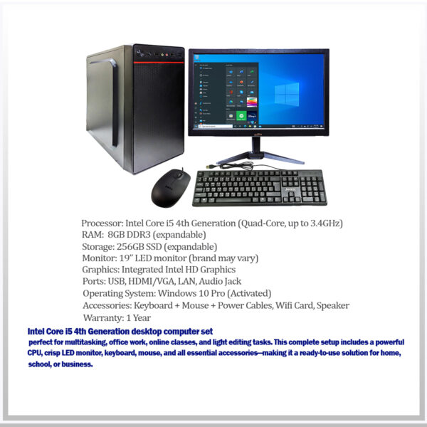Desktop Computer | I5 4th Generation | 8GB RAM | 256GB SSD - Image 3