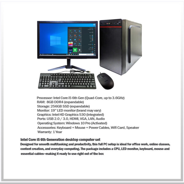 Desktop Computer | I5 6th Generation | 8GB RAM | 256GB SSD - Image 4