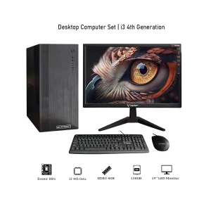 i3 4th Generation desktop computer set with 4GB DDR3 RAM 128GB SSD and 19 inch LED monitor